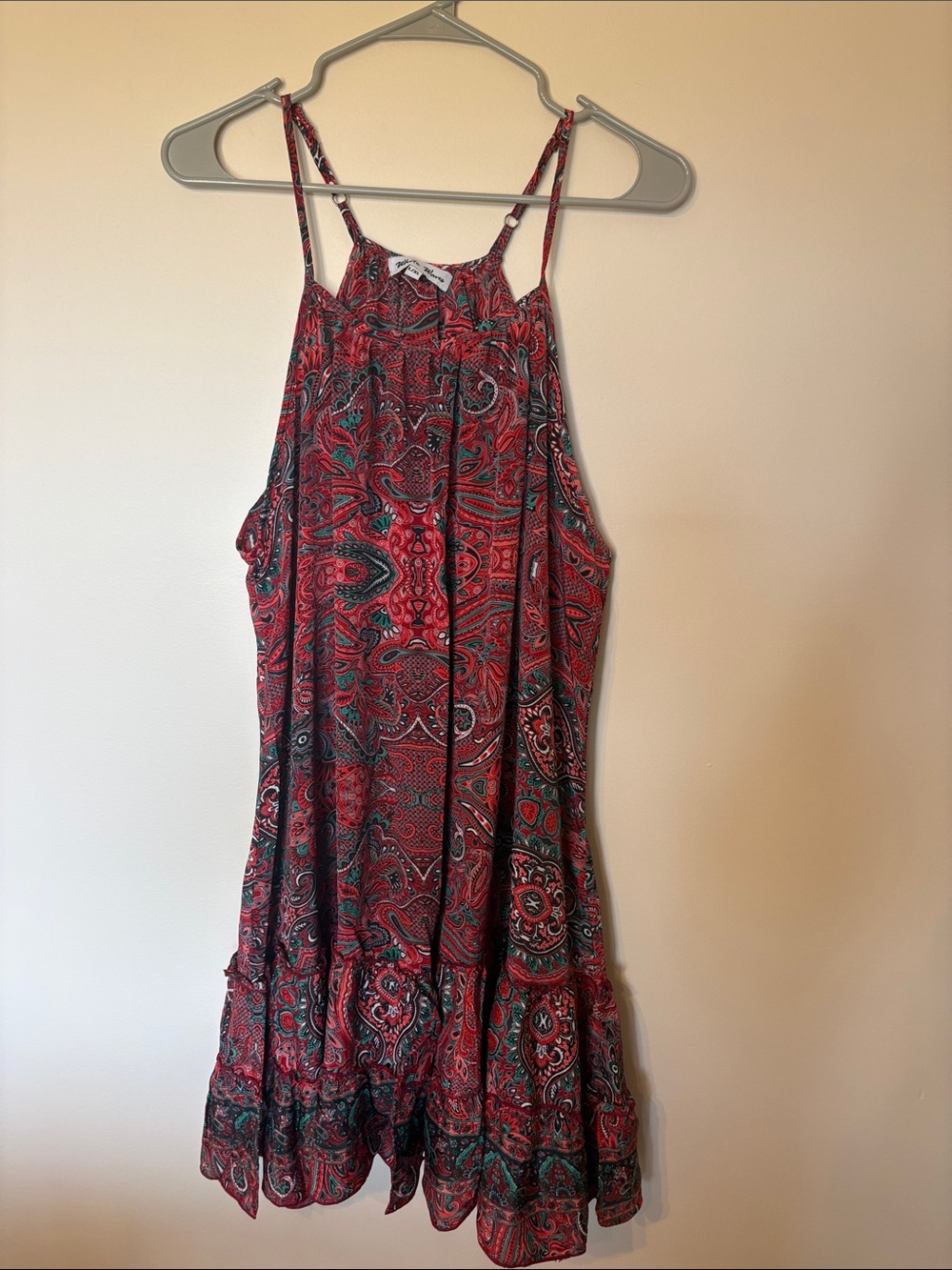 Paisley Halter Mini Dress in Red